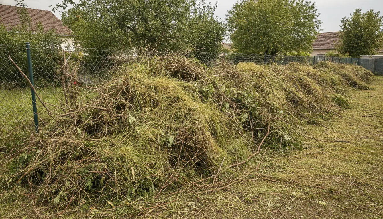 Ronces et repousses entassées en bordure de terrain à Lalande