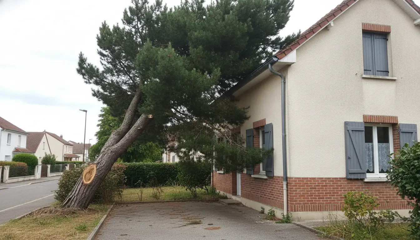 Peuplier mort à abattre sur une parcelle semi-rurale de Rachety, Cugnaux
