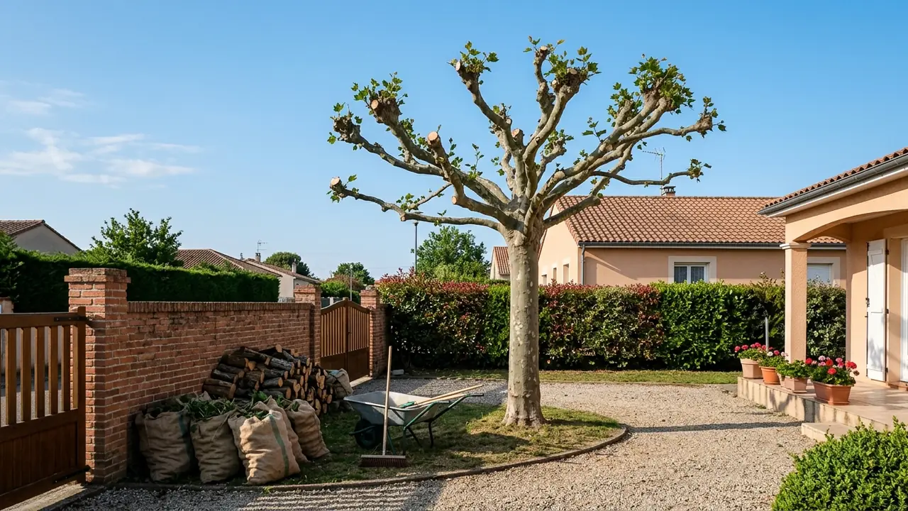 Jardin dégagé après démontage du cèdre à Pahin, Tournefeuille